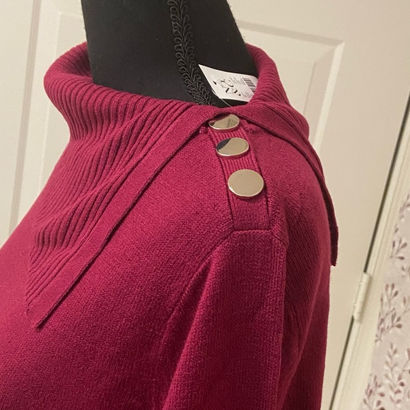 New York & Company - Button-Detail Cowl-Neck Tunic Sweater (NWT) - Picture 3 of 5